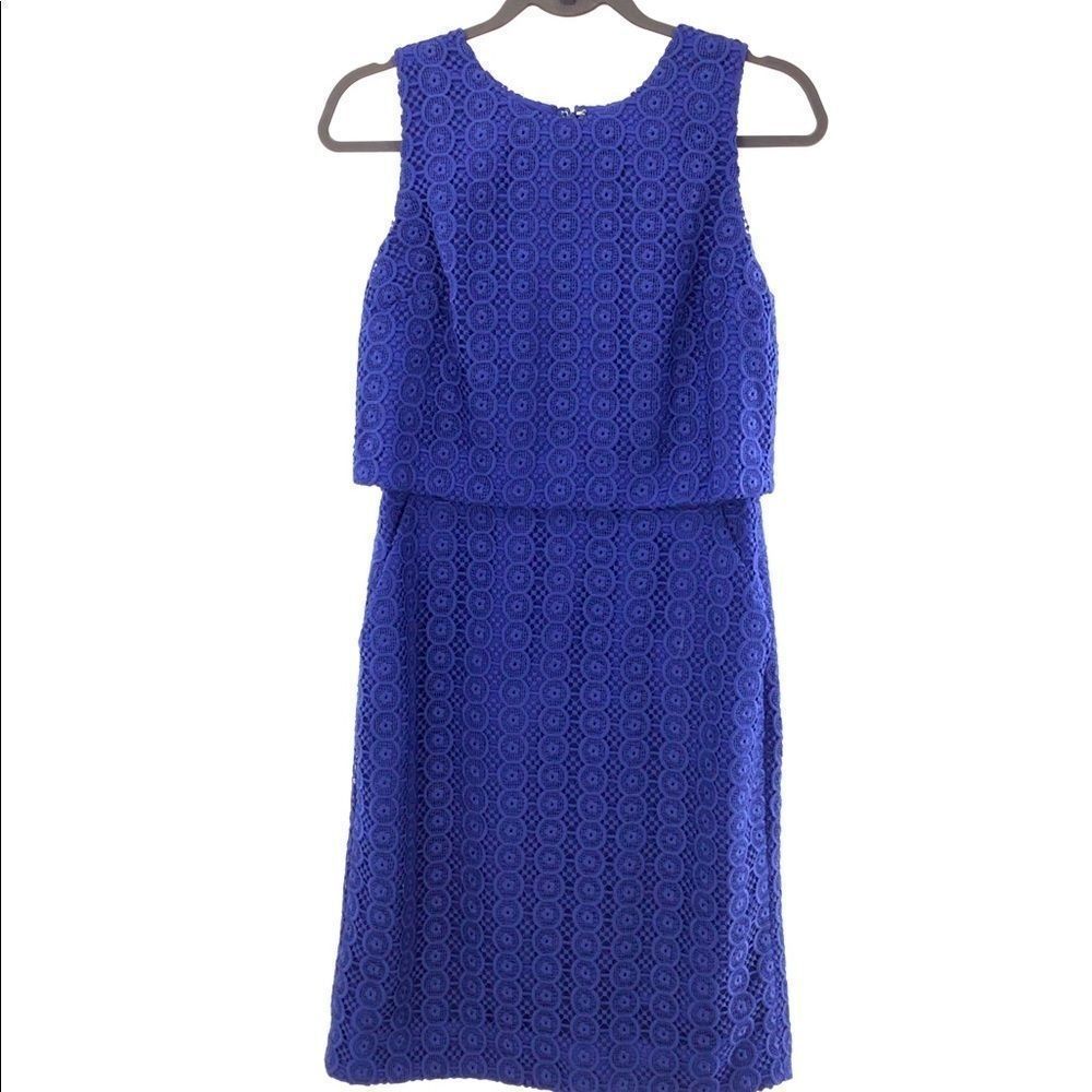 J. Crew Royal Blue Lace Crocheted Dress LNC Size 4